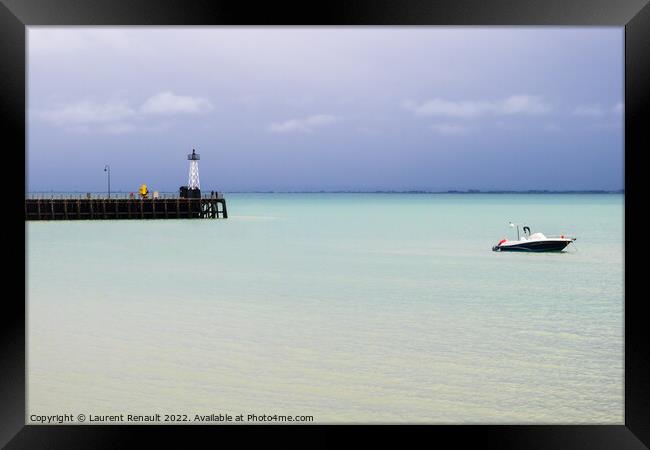Calm sea in port of Cancale Framed Print by Laurent Renault