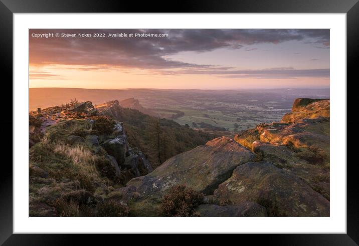 Golden Tranquility at the Roaches Framed Mounted Print by Steven Nokes