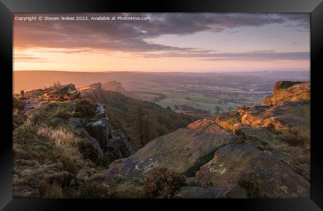 Golden Tranquility at the Roaches Framed Print by Steven Nokes