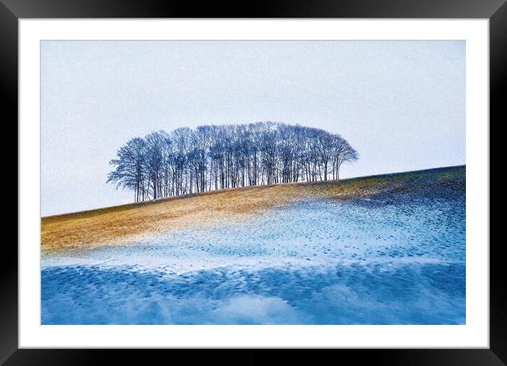 Blue trees,Nearly Home Trees,  Framed Mounted Print by kathy white