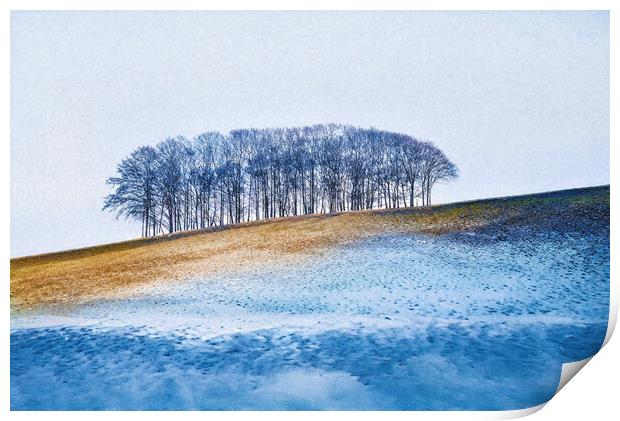 Blue trees,Nearly Home Trees,  Print by kathy white