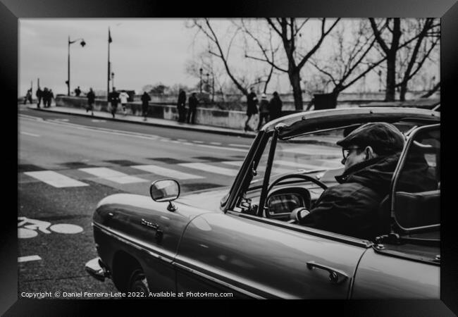 Convertible classic car at paris street Framed Print by Daniel Ferreira-Leite