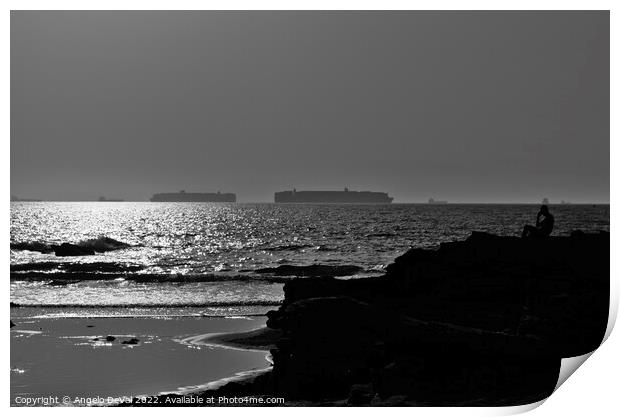 Ships on the way to Sines Print by Angelo DeVal