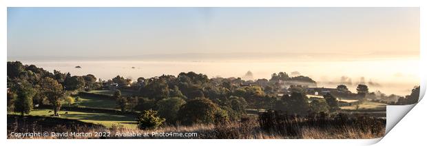 Early Morning Mist across the Cheshire Plain in Autumn Print by David Morton