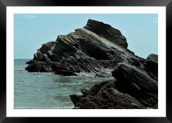Schist Rock Formations in Porto Covo Sea Framed Mounted Print by Angelo DeVal