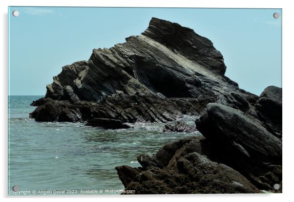 Schist Rock Formations in Porto Covo Sea Acrylic by Angelo DeVal