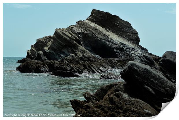 Schist Rock Formations in Porto Covo Sea Print by Angelo DeVal