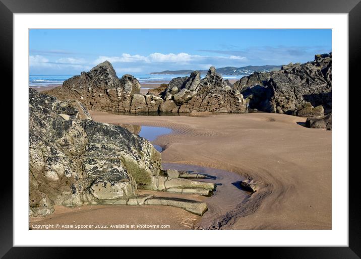 Monsters on the beach at Putsborough in North Devon Framed Mounted Print by Rosie Spooner