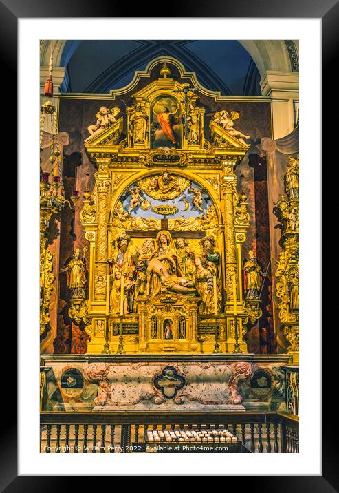 Mary Pieta Altar Saint Leodegar Church Lucerne Switzerland  Framed Mounted Print by William Perry