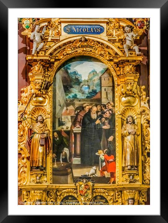Saint Nicholas Painting Saint Leodegar Church Lucerne Switzerland Framed Mounted Print by William Perry
