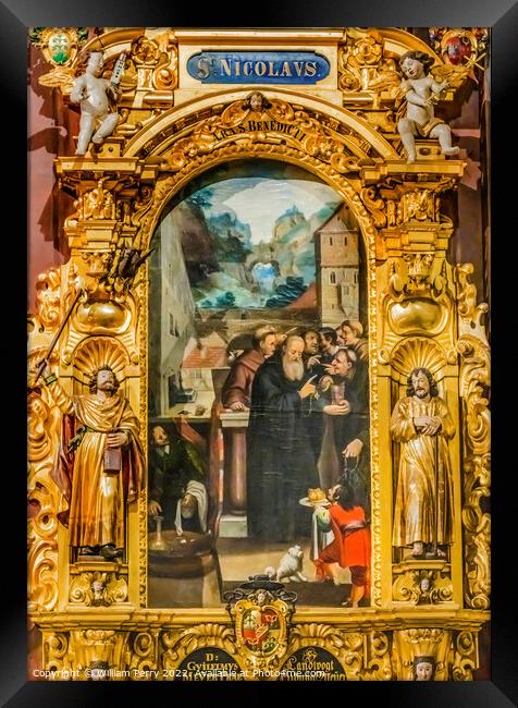 Saint Nicholas Painting Saint Leodegar Church Lucerne Switzerland Framed Print by William Perry