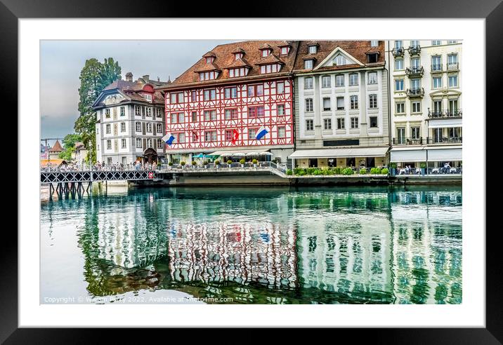 Inner Harbor Buildings Reflection Lucerne Switzerland Framed Mounted Print by William Perry