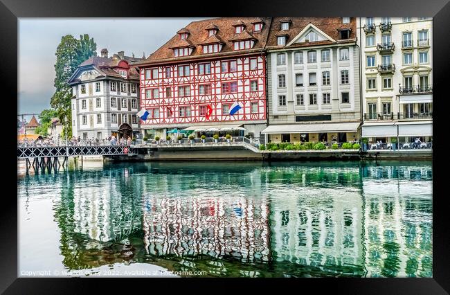 Inner Harbor Buildings Reflection Lucerne Switzerland Framed Print by William Perry