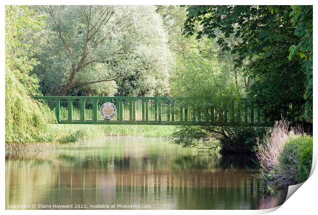 Footbridge over the Little Ouse in Thetford Print by Elaine Hayward