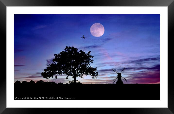 Halloween Witch on a Broomstick Framed Mounted Print by Jim Key
