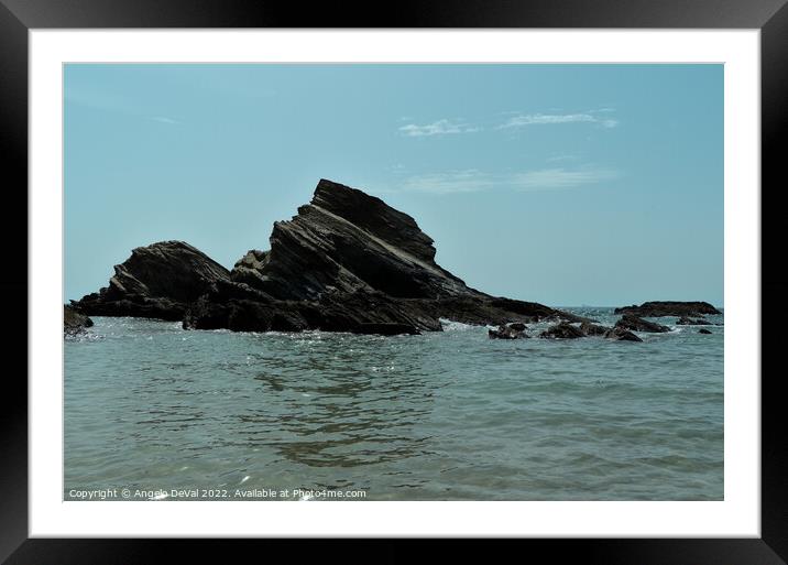 Schist Rock Formations in Porto Covo Sea View Framed Mounted Print by Angelo DeVal