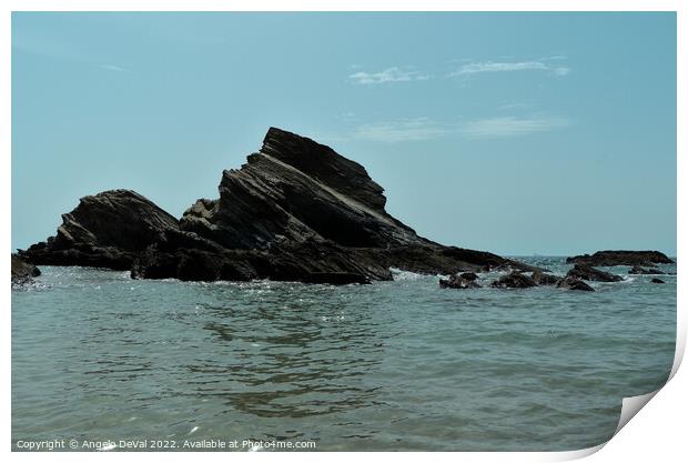 Schist Rock Formations in Porto Covo Sea View Print by Angelo DeVal