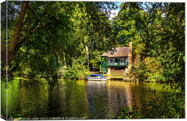 A Picturesque Boathouse Near Benson Canvas Print by Ian Lewis