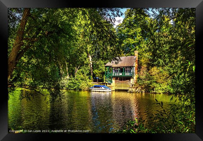 A Picturesque Boathouse Near Benson Framed Print by Ian Lewis