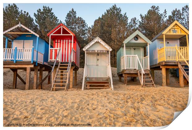 Beach huts at Wells-Next-the-Sea Print by Martin Williams