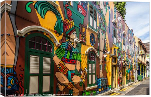 Colourful wall mural, Haji Lane, Singapore Canvas Print by Kevin Hellon