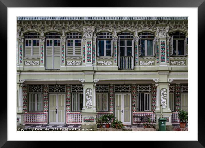 Restored Chinese shophouses, Simgapore Framed Mounted Print by Kevin Hellon
