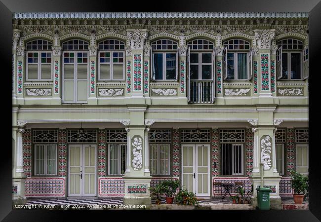 Restored Chinese shophouses, Simgapore Framed Print by Kevin Hellon