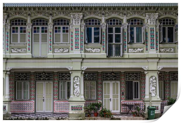 Restored Chinese shophouses, Simgapore Print by Kevin Hellon