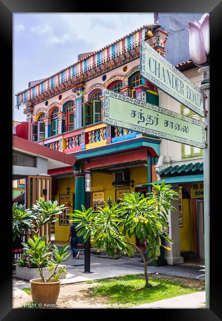 Colourful building in Little India, Singapore Framed Print by Kevin Hellon