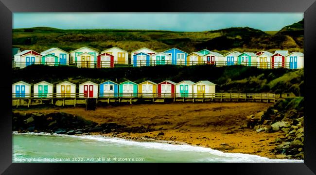 Coastal Colourful Cornish Huts Framed Print by Beryl Curran