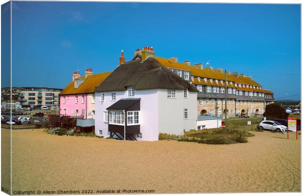 West Bay Cottages Canvas Print by Alison Chambers