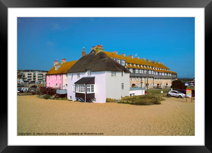 West Bay Cottages Framed Mounted Print by Alison Chambers
