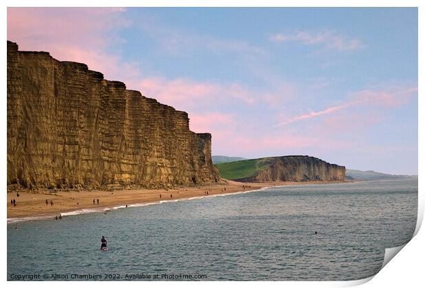 West Bay Cliffs Print by Alison Chambers