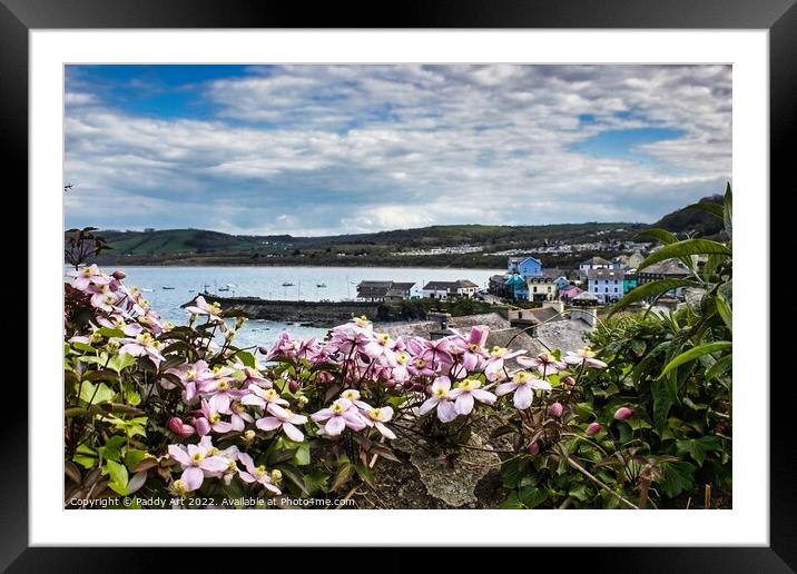 New Quay through the Clematis. Framed Mounted Print by Paddy Art