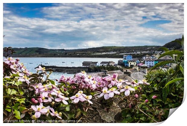 New Quay through the Clematis. Print by Paddy Art