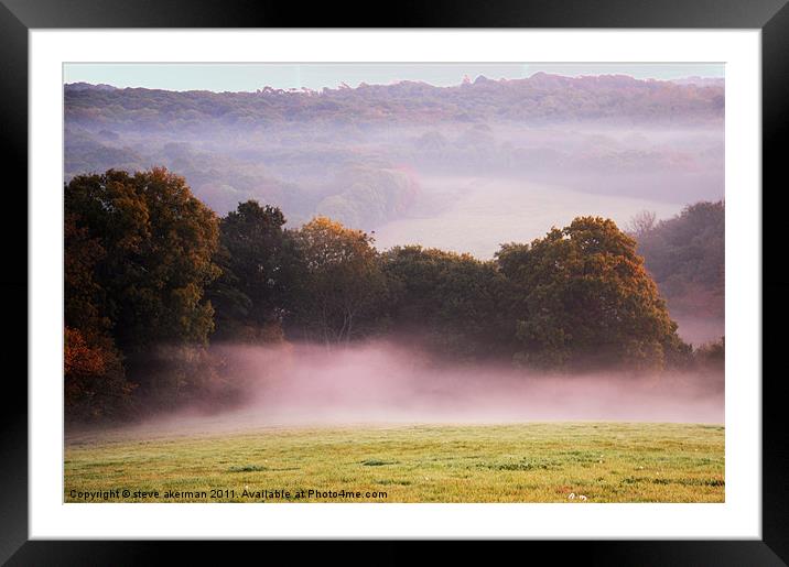 Misty morning at Crowhurst Framed Mounted Print by steve akerman