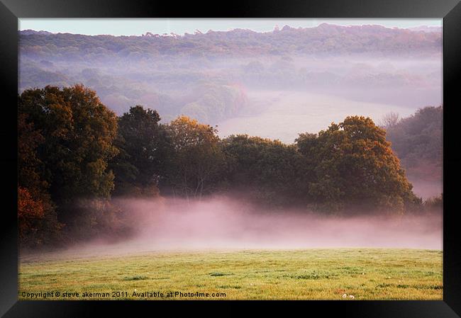 Misty morning at Crowhurst Framed Print by steve akerman