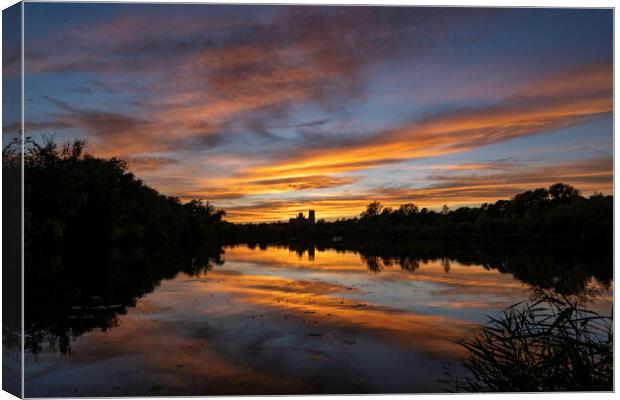 Sunset over Ely, Cambridgeshire, as seen from Roswell Pits, 17th Canvas Print by Andrew Sharpe