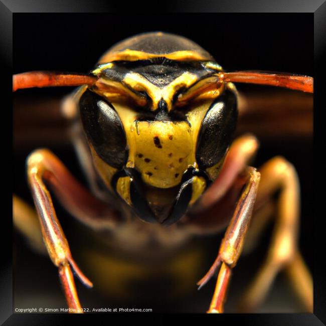 Extreme Wasp Closeup Framed Print by Simon Marlow