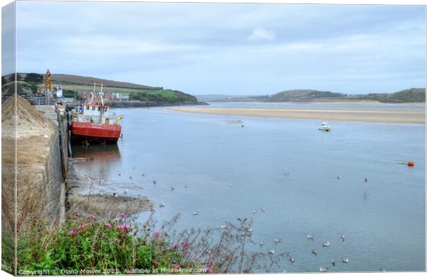 Padstow Sand Snipe River Camel Canvas Print by Diana Mower