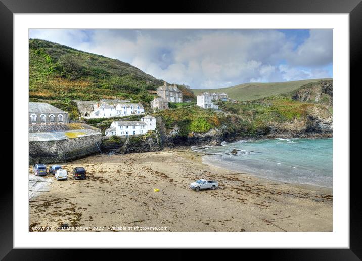 Port Isaac beach and cliffs Cornwall Framed Mounted Print by Diana Mower