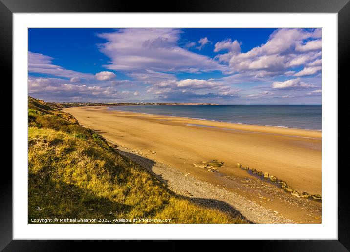 Clifftop view of Reighton Sands Framed Mounted Print by Michael Shannon