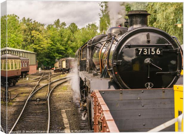 Steam Engine ready to leave Pickering Station Canvas Print by Michael Shannon