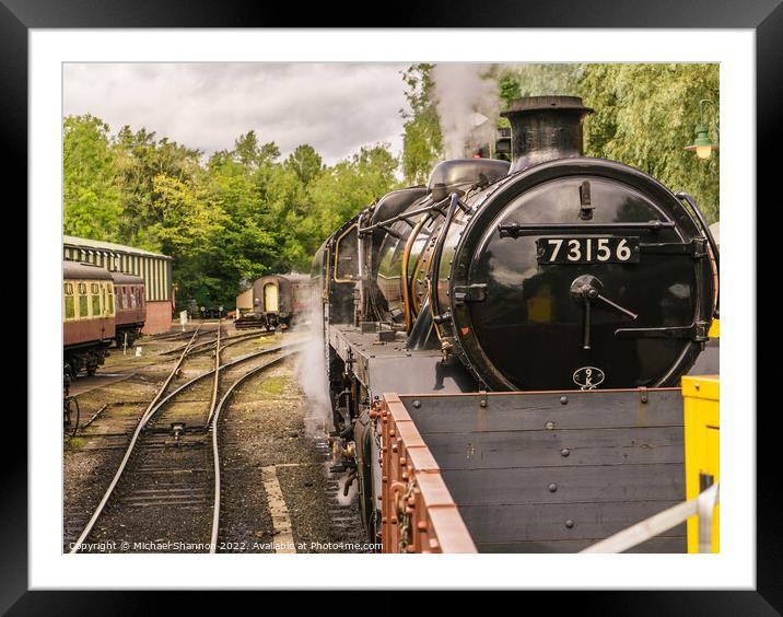 Steam Engine ready to leave Pickering Station Framed Mounted Print by Michael Shannon