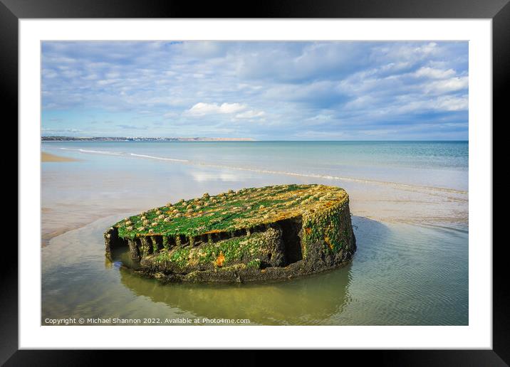 Old boiler on Reighton Sands, part of an old shipw Framed Mounted Print by Michael Shannon