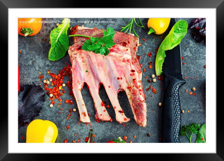Raw lamb ribs for cooking Framed Mounted Print by Mykola Lunov Mykola