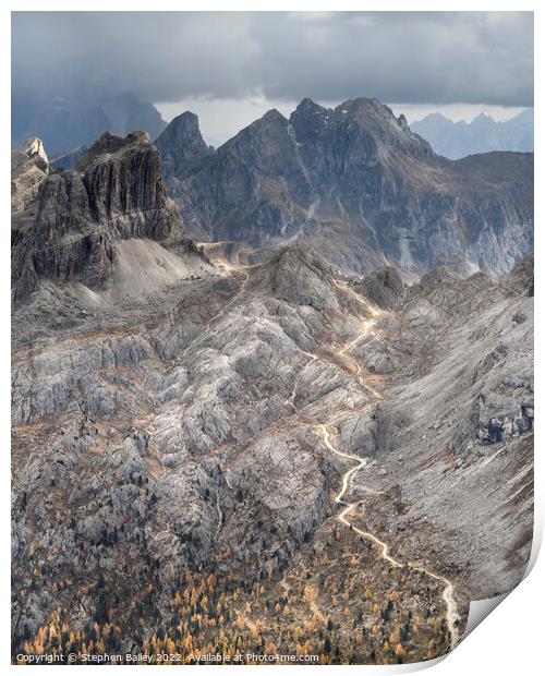 Broody skies over the Dolomites Print by Stephen Bailey