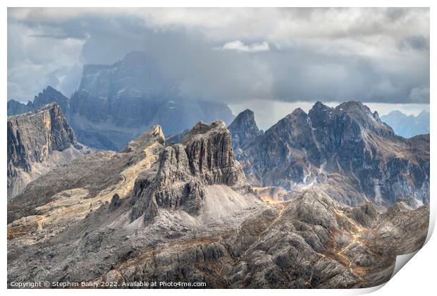 Brooding skies over the Dolomites. Print by Stephen Bailey