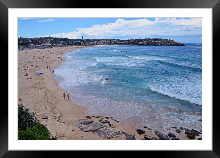 Bondi beach overview Framed Mounted Print by Allan Durward Photography