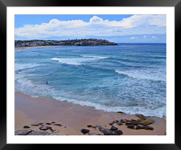 Beach scene at Bondi, Sydney, NSW Framed Mounted Print by Allan Durward Photography